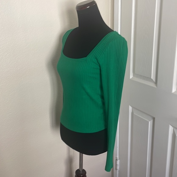 ZARA SQUARE NECK SHIRT GREEN 0962/155/500 LONG SLEEVE TOP - Picture 7 of 14